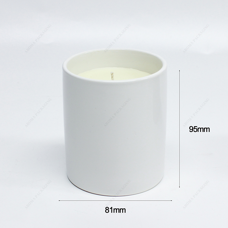 round matte white ceramic candle jar